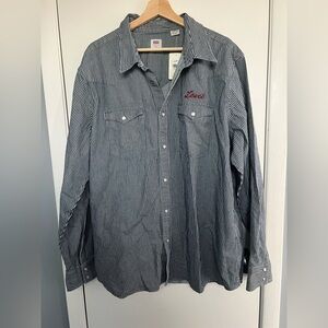 Authentic Levi’s Men's Navy and White Western Pearl Snaps New w/ Tags XXL
